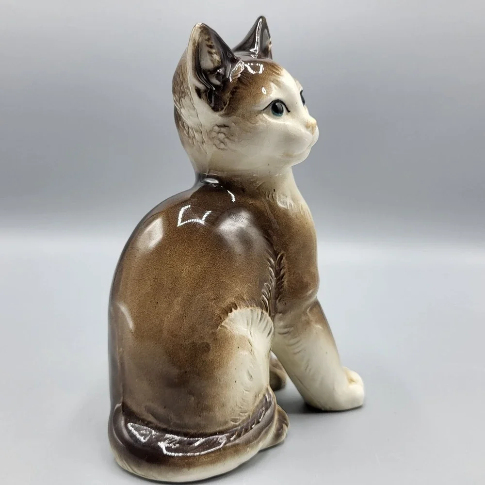 Vtg Mid Century Nippon Yoko Boeki Brown Ceramic Kitty Cat MCM Made in Japan